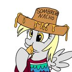  equine female friendship_is_magic mammal my_little_pony nachos nom om_nom_nom pegasus plain_background poncho solo sombrero unknown_artist white_background wings 