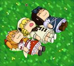  :3 blonde_hair chibi fairy grass hyaluron luna_child multiple_girls sleeping star_sapphire sunny_milk touhou wings yukkuri_shiteitte_ne 