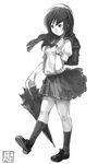 falcoon female girl monochrome school_uniform 