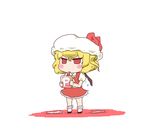  annoyed blonde_hair blood blush_stickers chibi drinking drinking_straw flandre_scarlet gameplay_mechanics hat holding inishie jitome pool_of_blood power-up red_eyes short_hair solo standing touhou wings 