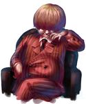  asano_shiki bad_id bad_pixiv_id blonde_hair formal male_focus mother_(game) mother_2 necktie porky_minch sitting smile solo suit 