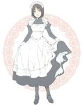  brown_eyes brown_hair dress dress_lift maid original osanai_satoru pantyhose short_hair solo 