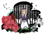  axis_powers_hetalia bad_id bad_pixiv_id beads belarus_(hetalia) blonde_hair blue_eyes bow curtains dress flower hair_bow iseri jewelry lace long_hair necklace ribbon rose solo striped striped_ribbon thorns 