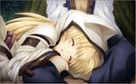  animal_ears blonde_hair cat_ears christo_mu closed_eyes eternity_sword_series game_cg hitomaru hood lap lap_pillow long_hair seirei_tenshou sleeping xuse 