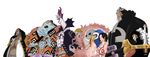  6+boys amazon bad_id bad_pixiv_id bartholomew_kuma bible black_hair blonde_hair blue_skin boa_hancock book coat cuffs donquixote_doflamingo dracule_mihawk earrings facial_hair fishman gecko_moria hat highres jewelry jimbei kage_(9753xlui) lineup long_hair marshall_d_teach missing_teeth monster_boy multiple_boys one_piece purple_hair salome_(one_piece) shackles shichibukai short_hair skull snake sunglasses sword weapon white_skin 