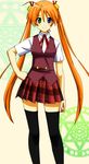  bell hair_bell hair_ornament heterochromia kagurazaka_asuna kiiro long_hair magic_circle mahora_academy_middle_school_uniform mahou_sensei_negima! orange_hair school_uniform solo thighhighs twintails zettai_ryouiki 