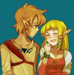  1girl blonde_hair bracelet earrings hirumae jewelry link long_hair pointy_ears princess_zelda smile the_legend_of_zelda the_legend_of_zelda:_skyward_sword 