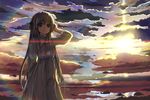  arms_up cloud dress dusk image_sample kasugano_sora long_hair md5_mismatch pixiv_sample solo stk yosuga_no_sora 