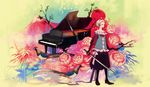  24_(24phage) bird dress flower grand_piano headphones instrument mountain original piano solo sword weapon 