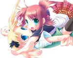  blonde_hair blue_eyes brown_hair garden_(game) green_eyes hoshino_erika kagurazaka_nagu multiple_girls skirt suzumura_azami tackle 