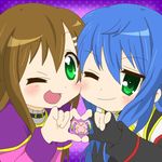  blue_hair brown_hair green_eyes long_hair lucky_star maria_traydor sophia_esteed star_ocean star_ocean_till_the_end_of_time 