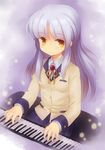  angel_beats! blazer blue_hair instrument jacket piano solo tenshi_(angel_beats!) yellow_eyes zhuo_mi 