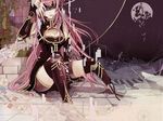  android blindfold digital_dissolve fingerless_gloves gloves long_hair megurine_luka moon pink_hair sitting smile solo sombra thighhighs very_long_hair vocaloid zettai_ryouiki 