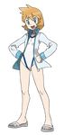  absurdres feet full_body green_eyes highres jacket kasumi_(pokemon) long_sleeves official_art one-piece_swimsuit open_mouth orange_hair pokemon pokemon_(game) pokemon_hgss red_hair sandals short_hair solo sugimori_ken swimsuit transparent_background 