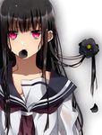  black_hair blush flower highres long_hair md5_mismatch murakami_yuichi original red_eyes school_uniform solo wet 