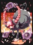  animal_ears bad_id bad_pixiv_id braid cat_ears cat_tail ghost hair_ribbon kaenbyou_rin leo_hariyoru multiple_tails red_hair ribbon skull solo tail touhou twin_braids twintails 