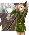  bad_id bad_pixiv_id blonde_hair blue_eyes hat link male_focus pointy_ears solo suzuno_(kazahanasu) sword the_legend_of_zelda weapon zoom_layer 