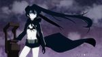  black black_hair black_rock_shooter black_rock_shooter_(character) blue_eyes cap flat_chest gun huke pale_skin screencap twintails weapon 