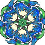  bad_id bad_pixiv_id blue_eyes blue_hair face hair_bobbles hair_ornament hat kaleidoscope kawashiro_nitori kitsune_(kazenouta) lowres short_hair smile touhou twintails 