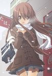  asahina_mikuru bad_id bad_pixiv_id bag brown_eyes brown_hair bunny coat coca-cola dazai_naoyuki jacket long_hair product_placement scarf school_bag skirt snowing solo suzumiya_haruhi_no_yuuutsu toggles 