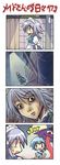  2girls 4koma blue_eyes colonel_aki comic heterochromia izayoi_sakuya karakasa_obake long_tongue multiple_girls no_eyes parody realistic red_eyes silent_comic tatara_kogasa tongue touhou translated umbrella 