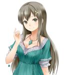  atelier_(series) atelier_totori breasts brown_eyes brown_hair cecilia_helmold cleavage hair_ornament hairclip highres jewelry long_hair medium_breasts nagian necklace pinky_out smile solo 