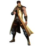  3d armband armor belt boots brown_hair hokuto_musou hokuto_no_ken juza knee_pads male_focus manly muscle official_art solo standing trench_coat 