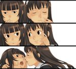  bad_id bad_pixiv_id black_eyes black_hair closed_eyes comic hairband imminent_kiss kiss long_hair maid maid_headdress multiple_girls open_mouth original satta_naoto smile tongue yuri 