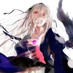  8981 bad_id bad_pixiv_id flower hairband long_hair mouth_hold red_eyes rozen_maiden solo suigintou tears white_hair wings 