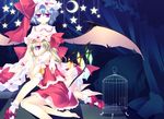  barefoot bat_wings blonde_hair blue_eyes flandre_scarlet hat motomiya_mitsuki multiple_girls red_eyes remilia_scarlet short_hair siblings sisters touhou wings 