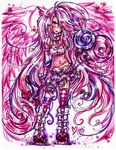  candy food lollipop long_hair multicolored_hair original pink_hair purple_hair skirt solo swirl_lollipop thighhighs 