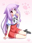 animal_ears cat_ears hinata_keiichi kiriya_nozomi long_hair mayoi_neko_overrun! purple_hair red_eyes ribbon school_uniform solo 
