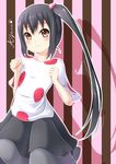  bad_id bad_pixiv_id banned_artist black_hair brown_eyes casual k-on! listen!! long_hair mirai_(macharge) nakano_azusa pantyhose polka_dot side_ponytail solo 