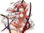  blue_eyes hyakka_ryouran_samurai_girls i-la panties red_hair sword transparent underwear weapon yagyuu_juubei 