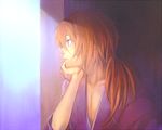  bad_id bad_pixiv_id chin_rest himura_kenshin japanese_clothes long_hair male_focus ponytail profile rurouni_kenshin scar solo sunlight tayoko 