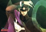  black_hair cape cat devil_summoner gouto hat ishizuekachiru kuzunoha_raidou male_focus shako_cap silhouette solo uniform 