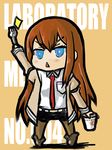  brown_hair cup_ramen fork hanimaru_(h@nimaru) jacket legwear_under_shorts long_hair makise_kurisu necktie pantyhose red_neckwear shorts solo steins;gate 