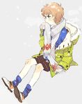  blue_eyes brown_hair coat original poo_(donkan_gokko) saddle_shoes scarf shoes shorts snow socks solo sweater 