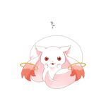  happy izusetsu kyubey large_tail lowres mahou_shoujo_madoka_magica no_humans open_mouth paws red_eyes simple_background solo tail 