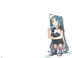  blue_eyes blue_hair hatsune_miku ice_cream twintails vocaloid 