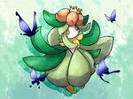  birds butterfly crown flower lilligant nintendo orange_eyes plant plant_girl pokemon 