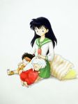  asleep higurashi_kagome inuyasha inuyasha_(character) kouga school_uniform serafuku sleeping young younger 