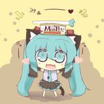  :3 animal_ears aqua_eyes aqua_hair cat_ears cat_food chibi detached_sleeves fang hatsune_miku hazuki_ruu heart long_hair necktie open_mouth skirt sleeves_past_wrists solo spring_onion twintails very_long_hair vocaloid 