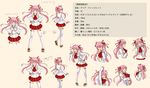  character_sheet glasses green_eyes highres kazeno original pink_hair skirt thighhighs translated twintails 