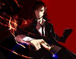  bad_id bad_pixiv_id brown_hair c_(control) card facial_hair formal goatee heterochromia holding holding_card jewelry male_focus mikuni_souichirou necktie qualia red_eyes ring shirt solo suit tuxedo yellow_eyes 