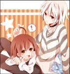  accelerator brown_eyes brown_hair last_order loli misaka open_mouth red_eyes stars tag_me to_aru_majutsu_no_index white_hair white_shirt 