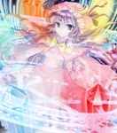  absurdres breasts crescent crystal dress gem hat highres long_hair magic_circle medium_breasts patchouli_knowledge petals purple_eyes purple_hair solo touhou yui_(calling_dr_love_m) 