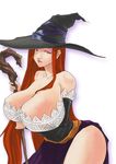  artist_request breasts cleavage dragon&#039;s_crown dragon's_crown hat huge_breasts kuzumin smile sorceress_(dragon&#039;s_crown) sorceress_(dragon's_crown) staff vanillaware weapon 
