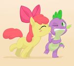  absurd_res applebloom_(mlp) blush cub dragon equine eyes_closed female feral friendship_is_magic fur hair hi_res horse jakneurotic kissing male mammal my_little_pony one_eye_closed pony purple_body red_hair scalie spike_(mlp) yellow_body yellow_fur young 