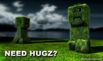  cloudy creeper grass hug hugs minecraft unknown_artist video_games 